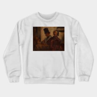 Street Musicians by Style of Honore Victorin Daumier Crewneck Sweatshirt